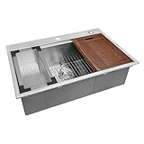 Ruvati 30 x 22 inch Workstation Drop-in Tight Radius Topmount 16 Gauge Ledge Stainless Steel Kitchen Sink Single Bowl - RVH8030