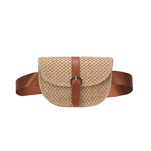 Hermosa Bolsa de playa de la paja de las señoras Mujeres al aire libre viajes playa tejida bolsa de paja cubo bolso de hombro de ratán para el viaje Fecha y vacaciones (Color: Beige, Tamaño: Un tamaño