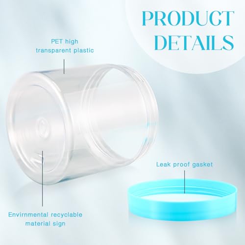 Image of Patelai 4 Pcs Plastic Jars Wide Mouth with Lids,16 Ounce,Blue