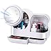 Scatola Di Stoccaggio Cosmetico Specchio Per Il Trucco Illuminato Rotante A 360°,Antipolvere Porta Organizzatore Trucco Con Ventilatore Cassetti,Led Specchio Trucco Per Bagno Comò-Bianco 37.5x31x22cm(