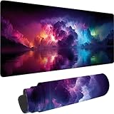 Alfombrilla Ratón XXL 900 x 400 x 4 mm, Alfombrilla Ratón Gaming Negro Mouse Pad Nube, Protector Escritorio con Base Goma, Mousepad Gaming Mejora la Precisión y la Velocidad para Jugadores, PC w-2102
