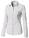 CLOVERY Women's Basic Cotton Button Down Shirts White M