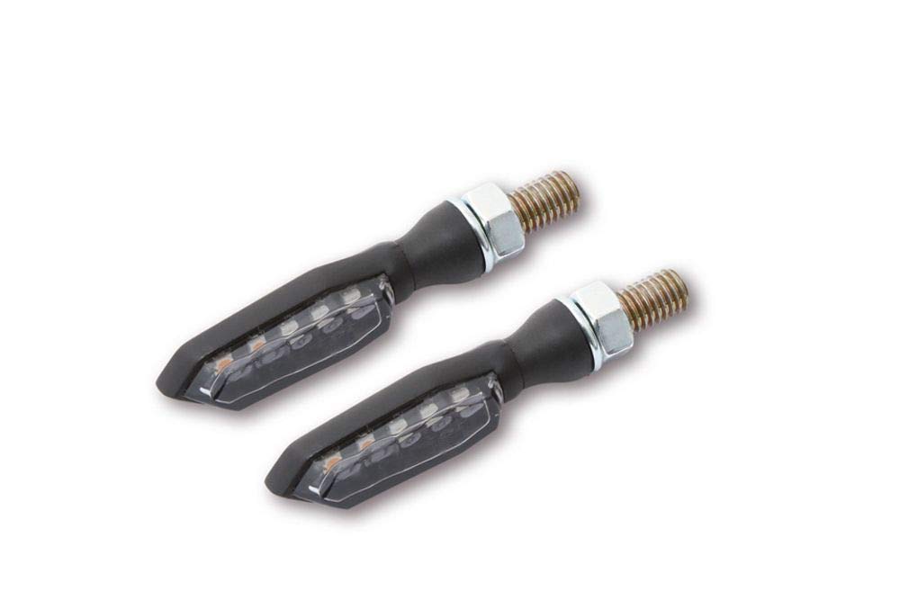 HIGHSIDER LED Rück-, Bremslicht, Blinker Einheit SONIC-X1, schwarz, getönt | Sehr kleine Einheit für hinten, 5 SMDs für Blinken, Fahrlicht und Bremslicht, Maße 44 × 13 × 15,5 mm, Bolzen M8 x 1.25 mm