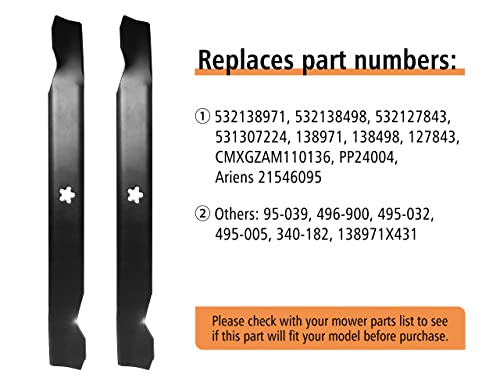 Budrash 532138971 Mower Blades For Craftsman/Hus Qvarna/Poulan 42" Lawn Tractor, 138498 High Lift Blades For Craftsman Lt1000 Dyt4000, Hus Qvarna Yth18542, Replace 127843 531307224, 2 Pack #TOP4