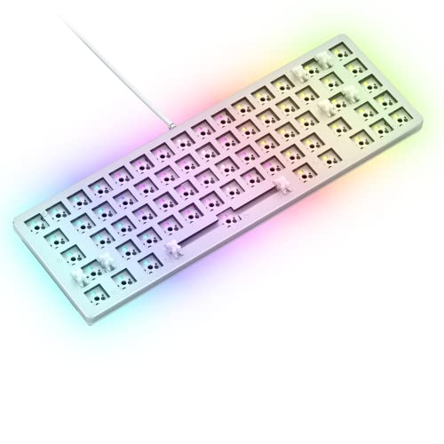 GLORIOUS Gaming GMMK 2 Compact 65% Barebones (Frame Only) - Mechanical Gaming Keyboard Frame, Compact TKL Size (65%), Aluminium, Customisable, Per Key RGB, American QWERTY Layout - White