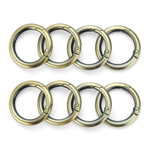 Image of Gkeygo Key Ring Clip, 1 Inch Keychain Rings, 8 Pack Round Carabiner Clip for Keys, Buckle, Bags, Purses - Key Chain Hooks Replacement Keychains Lanyard DIY Crafts, Bronze