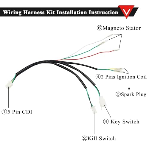Image of PRO BAT Lifan Stator Kick Electrics Wire Harness Kit Complete Electrics Wire Harness CDI Coil Magneto for 50cc 70cc 90cc 110cc 125cc 140cc Pit Dirt Bike ATV SSR Coolster Purple