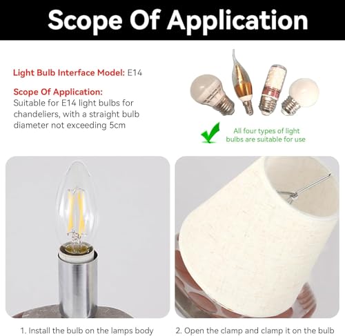 6Pcs Linen Lampshade, Small Lamp Shades for E14 Bulb, 5.5x5.2x3.5inch Modern Wall Light Shades for Chandelier Bedroom Living Room Hotel Lighting - Image 5