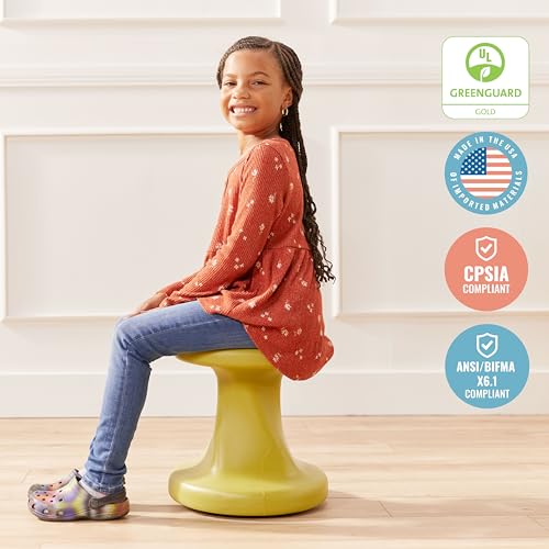 Image of ECR4Kids Twist Active Wobble Stool, 14in Seat Height, Classroom Furniture, Fern Green