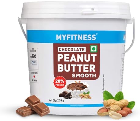 MYFITNESS Peanut Butter Chocolate Spread Smooth 2.5kg | 22g Protein & 6g Fiber | Tasty & Healthy Nut Butter Spread for Breakfast, Snacks | Cholesterol Free | Zero Trans Fat | Creamy Peanut Butter