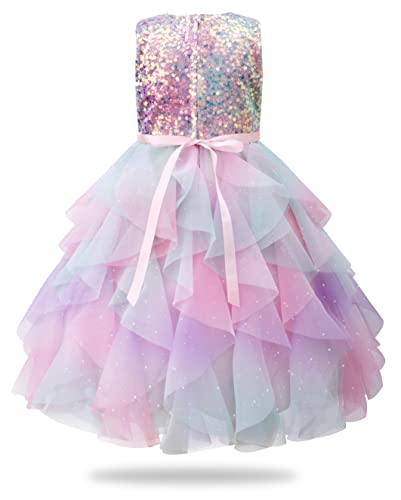 Rainbow Dress for Girls Easter Spring Lace Tulle Mesh Grils Summer Dress Flower Girls Party Dance Dress for Little Girls2