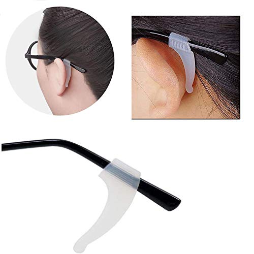 MOLDERP 12 pairs Kids and Adults Sport Eyeglass Strap Holder, Eyewear Retainer, Silicone Anti Slip Holder For Glasses Piece, Ear Hook, Eyeglass Temple Tip (Clear,Black)