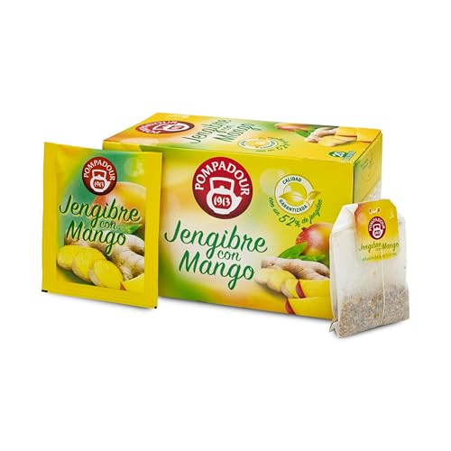 Pompadour | Jengibre con Mango | Infusión | Sabor Vigorizante y Afrutado | 20 Bolsitas de 2,25 Gr - imagen 2