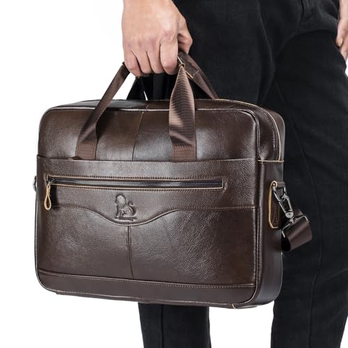 Leather Laptop Bag Business Briefcase Messenger Handbag for Men, for 14 Inch Computer Crossbody Shoulder Pack Pouch2
