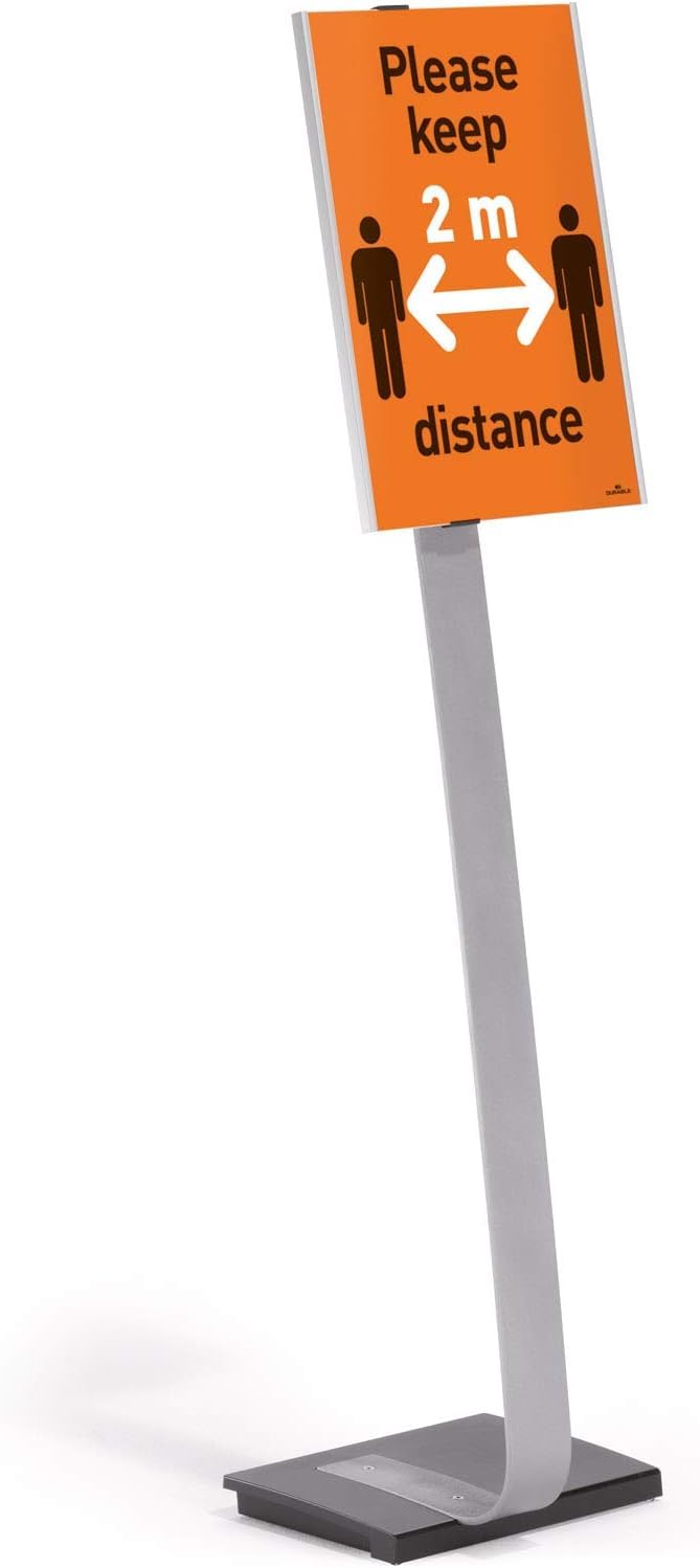 Durable Info Sign A3 - Floor Standing Information Stand - 1.25m in Height - Silver - For Offices, Conferences, Exhibitions, etc.