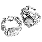 LALADEFIEE Anillo de Reloj para Mujer Estilo Vintage Diseño Ajustable y Material de Cobre, 2 Piezas de Reloj de Dedo Portátiles Números Romanos