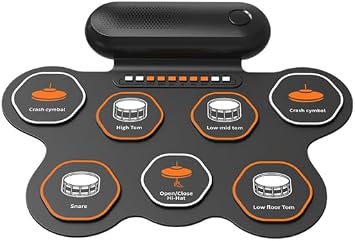 Electronic Roll Up Drum Set 9-Pads, Portable, w/App & Bluetooth MIDI | Perfect for Beginners