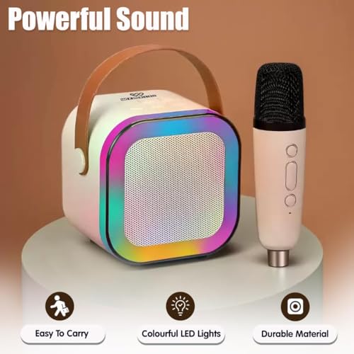 Image of Rechargeable Karaoke Mic with Speaker | Wireless Mini Portable Bluetooth Mic with RGB LED Lights | Singing Musical Toy & Birthday Gift for Kids, Boys, Girls and Adults