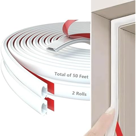 DOHUG D-Type Rubber Window Door Frame Weather Stripping, Door Stripping Seal Around Door, Exterior/Interior Front Door Frame Weather Stripping Door Seal (White) Cover