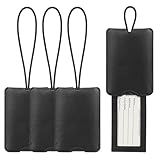 FYY Luggage Tag - 4 Pack PU Leather Luggage Tags for Suitcases with Name ID Card Travel Tags Labels with Privacy Cover for Baggage Handbag School Bag Suitcase Black