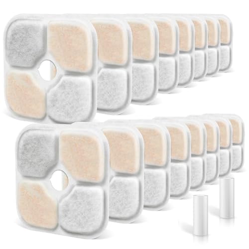 18 Stück Filter Katzenbrunnen für Catit Pixi Trinkbrunnen Ersatzfilter 2 5L Katzen Wasser Brunnen Filter Dreifaches Filtersystem mit Harz und Aktivkohle 2 Schläuch