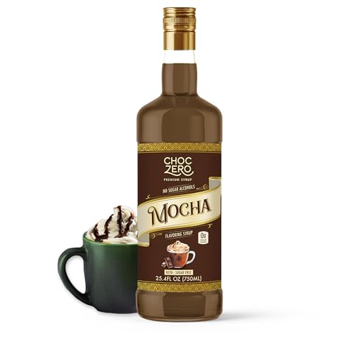 ChocZero Sugar Free Mocha Coffee Syrup – Keto Friendly, Zero Sugar & Low Calorie, No Sugar Alcohols – 25.4 Fl Oz