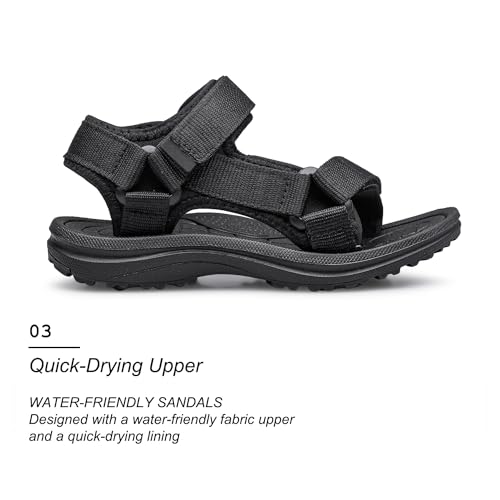 Vibdiv Boys Girls Sandals Open-Toe Summer Outdoor Unisex Child Sport Sandals Athletic Lightweight Black Big Kid Size 2 thumb #5