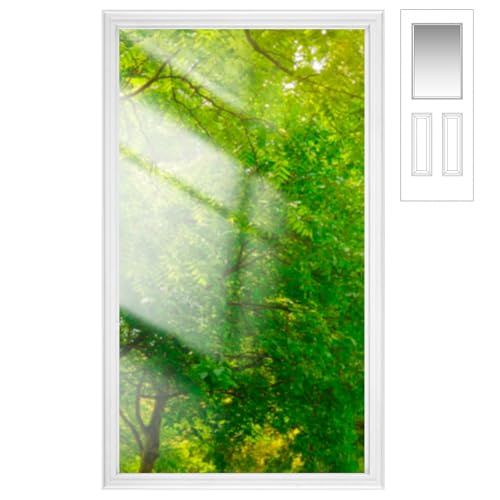 Pushglossy 22 x 36 Entry Door Glass Insert White Exterior Front Door Window Inserts Replacement Kit for Home Improvement (Low-e Glass 1 Lite)
