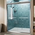 Double Sliding Glass Shower Door, 56–60'' W x 72'' H, Chrome Aluminum Frame, 1/4''(6mm) High-Strength Tempered Glass Shower Door, for Walk-in Showers