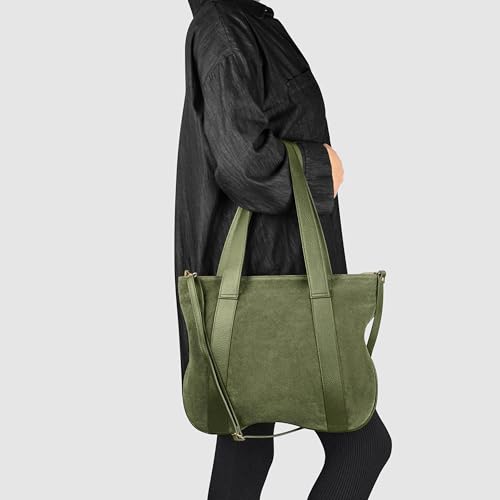 Bolso Tote grande de cuero gamuzado genuino para mujer miniatura 2
