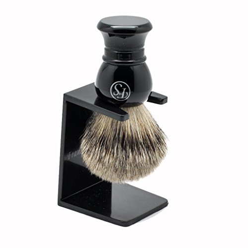 Handmade Luxury 22mm Pure Badger Hair Shaving Brush with Drip Stand Holder