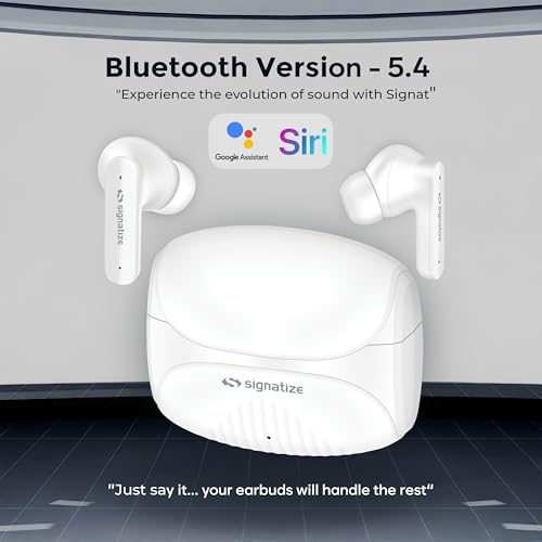 Image of True Wireless Earbuds with 45H Playtime, 10mm Deep Bass Drivers, Bluetooth 5.4, Low Latency, Ergonomic Natural Fit, and Type-C Fast Charging (White)