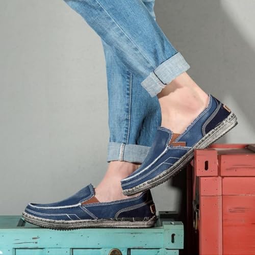 Men's Large-Sized Breathable Canvas Loafers - Anti-Slip Casual Walking Shoes, Rubber Soles, Street Style, Easy to Put On and Take Off, Suitable for Outdoor Casual Wear4