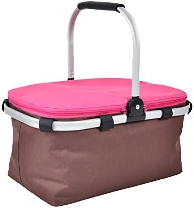 CAICUI Family Picnic Insulated Bag, BBQ Meat Drinks Cooler Bag Folding Collapsible Basket for Holidays Parties Outdoor Travel , Picnic