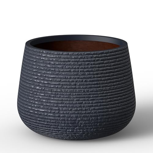 Kante Charcoal Concrete Planter 12.6" Dia All-Weather Round Small Pot