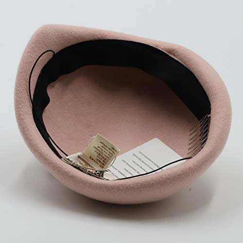 Image of Flower Womens Dress Fascinator Wool Felt Fedora French Pillbox Hat Party Wedding Teardrop Beret