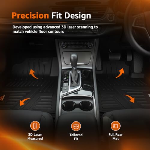 Image of Amazon Basics 5D Custom Fit Car Floor Mats for Kia Sonet | Odor Free Virgin Polymer | All Weather Waterproof Protection | Edge to Edge Coverage | 3 Piece Set