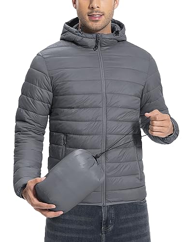Image of Pioneer Camp Mens Lightweight Packable Puffer Jacket Hooded Insulated Thermal Puffy Winter Jackets for Running Travel