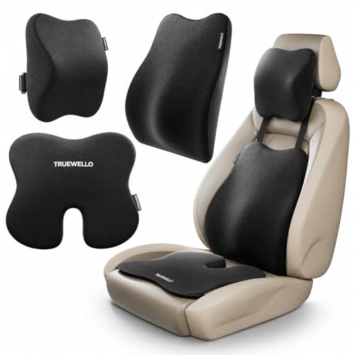Image of Ultimate Car Comfort Combo for Driving Comfort |Wedge Seat Cushion Set of 3 | Ergonomic Memory Foam Support for Neck, Back & Hip Pain Relief | Universal Fit | Black