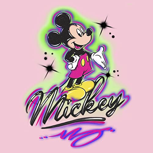 Disney Characters Airbrush Mickey Girl's Solid Crew Tee2