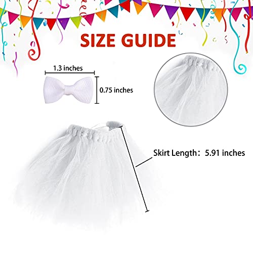 HACRAHO Tutu-Rock für Hunde, Hochzeit, Tutu mit 1 Hundehaarschleife, Tüll-Tutus für kleine, mittelgroße Hunde, Mädchen, Weiß, 1 Packung