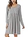 Produktbild NC Stillnachthemd Geburtskleid Damen Nachthemd mit Stillfunktion Stillkleid Langarm Umstandsnachthemd Mutterschaft Umstandskleid mit Knopfleiste Geburtshemd Nachthemd für Schwanger Grau XXL