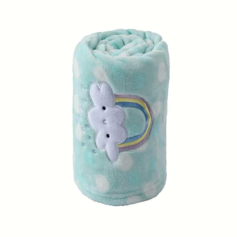 CREVENT 30"X40" Lightweight Fuzzy Fluffy Warm Plush Baby Blanket for Infant Toddler Newborn Unisex Crib Cot Stroller - Green Rainbow Unisex