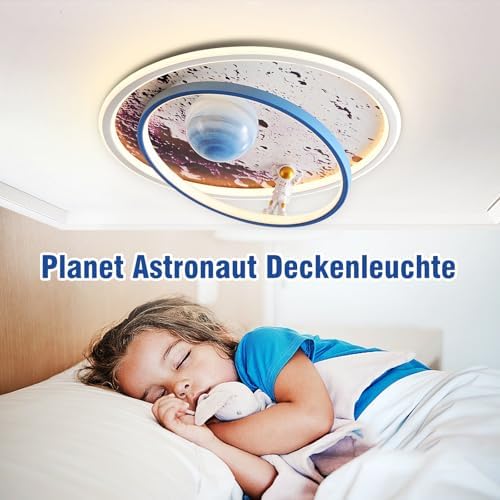 Lampara infantil techo AHXIAOZN con diseño de astronauta, control por APP y Alexa regulable 4