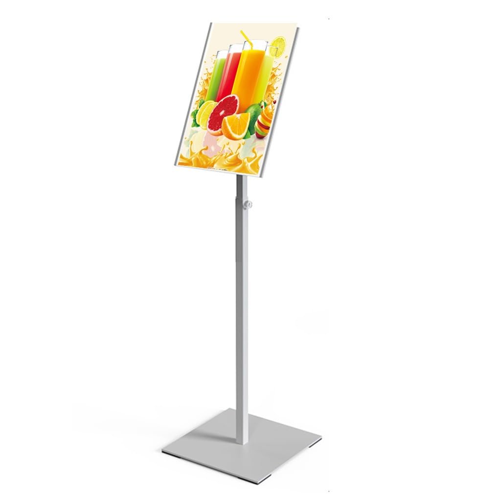 GWBoiuyQETM Heavy Duty Pedestal Sign Holder Poster Stand,Floor Standing Display Holder for Advertisement Menu Display,Vertical & Horizontal Sign Stand Displayed (Silver A4)