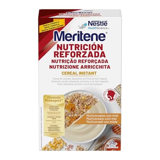Meritene, Cereales Instantáneos en Polvo para Papilla, Sabor Miel, Nutrición Reforzada para la Alimentacion de Adultos con Disfagia y Dificultades para Masticar, 1 Sobre 520 Gr