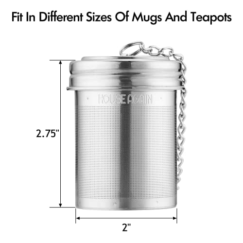 House Again Large Tea Infuser, Extra Fine Mesh Tea Strainers For Loose Tea, 18/8 Stainless Steel Tea Strainer With Extended Chain Hook, Tea Steeper For Brew Tea, Spices & Seasonings, For Multi Cups #TOP2
