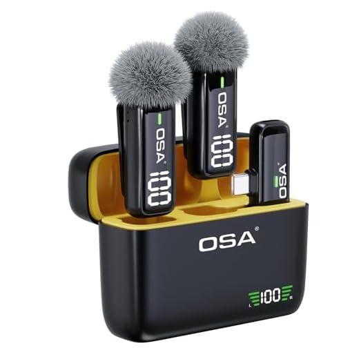 OSA microfono inalambrico para teléfono con Estuche de Carga y transmisor Pantalla Digital - Juego de 2, para teléfono Tipo C, grabación, grabación de vídeo Profesional(Tipo C)