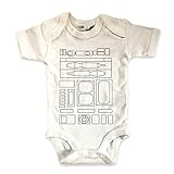 net-shirts Organic Baby Body mit R2D2 Aufdruck Spruch lustig Strampler Babybekleidung aus Bio-Baumwolle mit Zertifikat, Größe 0-3 Monate, Natur
