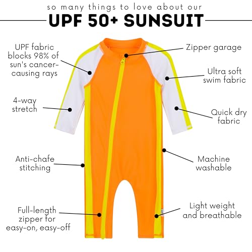 Image of SwimZip UPF50+ Boys Swim Shirt, Long Sleeve One Piece Kids Sunsuit